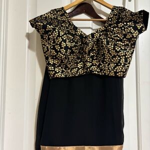 Black and Gold Floral Dress